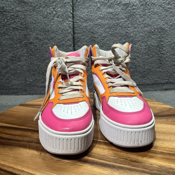 Puma Karmen Rebelle Mid Lace Up Youth‎ Girls White Sneakers Size 5.5 38872903 - Picture 4 of 12